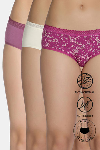 Buy Zivame Low Rise Full Coverage Hipster Panty  (Pack of 3) - Multicolor